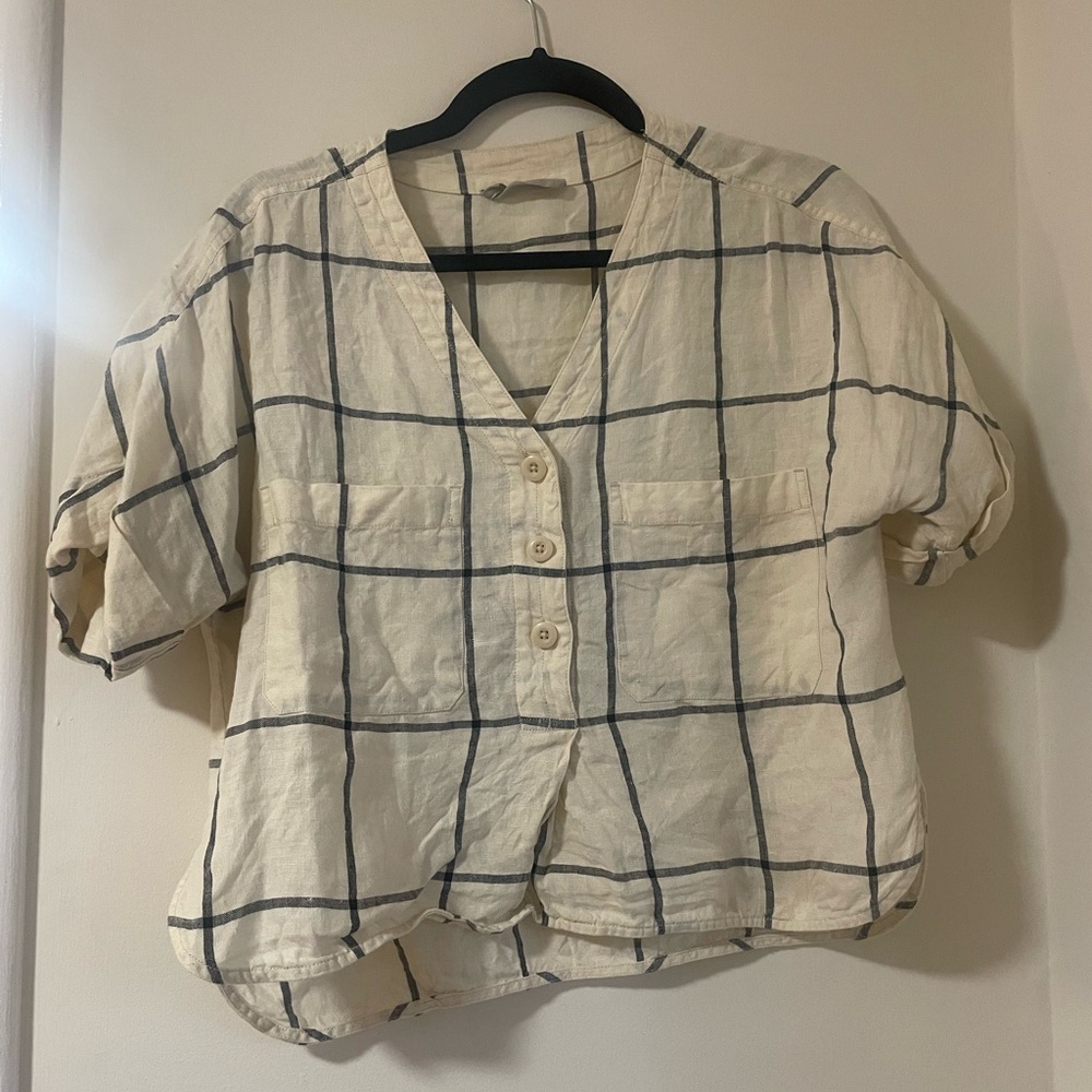 Everlane The Linen Utility Shirt in Canvas Windowpane